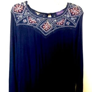 Blue woman’s peasant blouse, xl.